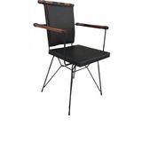 Sandalye 13701 Penyez Model Metal Siyah Fırın Boya Suni Deri Balkon-Bahçe Elyapım