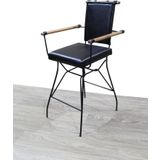 Sandalye 14593 Penyezyüksek Model Metal Siyah Fırın Boya Suni Deri Balkon-Bahçe