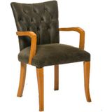 Sandalye 18526 Zus160 Bambu Kolçak Model Kayın RETRO Ayak Antrasit Kumaş Elyapı - Yeşil - mutfak sandalye