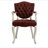 Sandalye 19771 Zus034 Kapitone Model Kolçaklı Beyaz Babyface Bordo Kumaş El Yapım