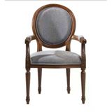 Sandalye 19773 Zus 2150 Model Kolçak Oyma Madalyon Model Gri Kumaş Ceviz El Yapı