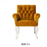 Sandalye 198756 Zus2262 Kapiton Berjer Kayın Retro Ayak Beyaz -Sarı Kumş El Yapım