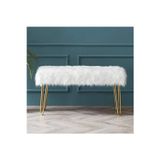 Sandalye Cafesi sandalyecafesi Sandalye Cafesi Metal Gold Ayaklı Beyaz Tüylü Peluş Puf Bench Gold394021