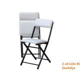 Sandalye Lüks Bistro İki Adet Beyaz Deri