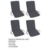 Sandalye Minderi Yıkanabilir Fermuarlı Lastikli 4'lü Gri 4 Cm Sünger Alt 42x42 Sırt 42x42 Gri