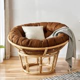 Sandalye Minderleri - Yuvarlak Dolgulu Dış Mekan Bahçe Sandalye Minderi - Yumurta Sandalyesi, Hamak, Salıncak için Kalın Tepeli Koltuk Minderi - Kahve Rengi, 170x170 cm, İç ve Dış Mekan Konforu için