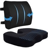 Sandalye Oto Araç Ofis Koltuk Bel Destek Minderi ve Visco Cocix Oturma Minderi - 10 x 30 cm - 10 x 43 cm