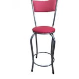 Sandalye St Bar Tipi Yuksek Pembe Fusya 1Ad Metal Celik Nikelaj Suni Deri Doseme