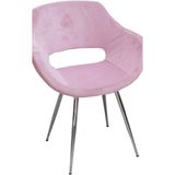 Sandalye St Monaco Metal Nikelaj Ayak Dokme Sunger Baby Face Pembe Kumas El Yapim