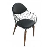 Sandalye St Tel Model Metal Tel Sirt Kayin Retro Parlak Ceviz Suni Deri Doseme