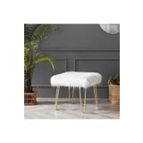 sandalyecafesi Sandalye Cafesi Metal Gold Ayaklı Beyaz Tüylü Peluş Puf Bench Gold234092