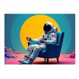 Sandalyede Oturan Astronot Model Ahşap Tablo 50cmX 70cm