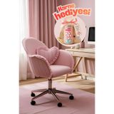 SandalyeDeposu Liliya Krom Ayaklı Çalışma Koltuğu (PEMBE LAKOS KUMAŞ)