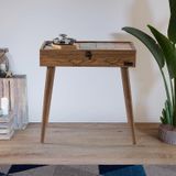 Sandıklı Sehpa Masif Ağaç Ceviz Etnik Çini Seramik 32x52 Cm