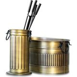 Sandıktan Al Şık Gold Oval Odunluk ve Maşa Takımı Set