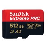 SanDisk 512 GB Extreme PRO microSDXC Kart + SD Adaptörü + RescuePRO Deluxe, 200 MB/sn'ye kadar, A2 Uygulama Performansı, UHS-I, Sınıf 10, U3, V30 ile
