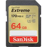 Sandisk Extreme 64GB SDXC Hafıza Kartı 170MB/S Ultra Performans ve Yüksek Okuma/Yazma Hızı