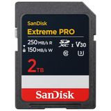 SanDisk Extreme PRO Extreme PRO SDXC UHS-I hafıza kartı 2 TB (V30, 250 MB/s'ye kadar aktarım hızı, U3, 4K UHD videolar) SanDisk QuickFlow teknolojisi, ısıya dayanıklı