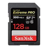 SanDisk Extreme PRO SDHC UHS-II hafıza kartı V90 128 GB (300 MB/s, 8K, 4K ve Full-HD video kaydı, RescuePRO Deluxe, darbeye dayanıklı, ısıya dayanıklı, su geçirmez ve röntgen korumalı)