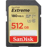 SanDisk Extreme SDXC UHS-I hafıza kartı 512 GB (V30, 180 MB/s aktarım, U3, 4K UHD videolar, SanDisk QuickFlow teknolojisi, su geçirmez, darbeye dayanıklı, ısıya dayanıklı)