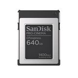 SanDisk PRO-CINEMA CFexpress Tip B hafıza kartı 640 GB (CFexpress teknolojisine sahip sinema kameralarının kullanımı için, 8K çekim, 1.700 MB/sn'ye kadar okuma, 1 metreye kadar düşme direnci