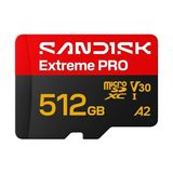 Sandisk Sandısk Extreme Pro Microsdxc 512 Gb. Uhs-I Kart + Sd Adaptörü (250 Mb/s'ye Kadar Okuma, 170 Mb/s'ye Kadar Yazma, 5k, 3k, 4K Uhd, C10, V30, U3, A2)