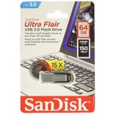 Sandisk Ultra Flair USB Flash Drive, 64 GB, Silver (SDCZ73-064G-A46)