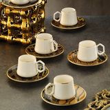 Sandro Moreno 1453 Kariye Geometrik Gold 12 Parça 6 Kişilik Kahve Fincan Takımı 90 ml - Renkli