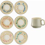Sandro Moreno 1453 Şal Geometrik Gold 12 Parça 6 Kişilik Kahve Fincan Takımı 90 ml - Renkli