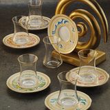 Sandro Moreno 1453 Şal Gold 12 Parça 6 Kişilik Çay Seti 110 ml - 120 ml - Renkli