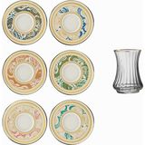 Sandro Moreno 1453 Şal Optik 12 Parça 6 Kişilik Çay Seti 110 ml - Renkli
