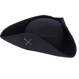 SandT Collection Yetişkin Erkek ve Kadın için Siyah Korsan Şapkası Tricorn Kostüm Şapkası