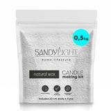 SandyLight tekrar kullanılabilir kutulu mum seti, pudra mumlar, inci mumlar, 0,5 kg ince granüller ve 5 fitil, kokusuz, zehirsiz, lüks, uzun ömürlü