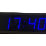 SANEC Dijital Duvar Saati ve Derece (Termometre) (Kasa Ölçüsü: 15x37 cm - Mavi)