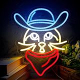 SANEC Kovboy Kedi Neon Led Tabela Dekoratif Aydınlatma