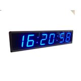 SANEC Saniyeli Dijital Duvar Saati ve Derece (Termometre) (Kasa Ölçüsü: 12x35 cm - Mavi)