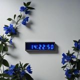 SANEC Saniyeli Dijital Led Duvar ve Masa Saat Derece ve Nem - Mavi (Kasa Ölçüsü: 7x26 cm)
