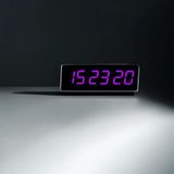 SANEC Saniyeli Dijital Led Duvar ve Masa Saat Derece ve Nem - Mor (Kasa Ölçüsü: 16x65 cm)