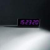 SANEC Saniyeli Dijital Led Duvar ve Masa Saat ve Derece - Mor (Kasa Ölçüsü: 12x35 cm)