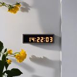 SANEC Saniyeli Dijital Led Duvar ve Masa Saat ve Derece - Sarı (Kasa Ölçüsü: 7x26 cm)