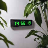 SANEC Saniyeli Dijital Led Duvar ve Masa Saati - Yeşil (Kasa Ölçüsü: 7x26 cm)