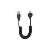 SANEC Spiral Tasarımlı Micro, Type-C ve Lightning to USB 3'ü 1 arada Şarj Kablosu 1 metre - Oto Şarj Kab