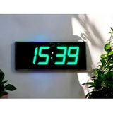 SANEC WiFi Senkronize Dijital LED Duvar ve Masa Saat Derece – Otomatik İnternet Saat Ayarlı, Yeşil LED, 16x40 cm