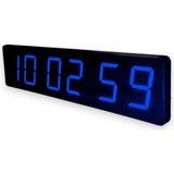 SANEC WiFi Senkronize Saniyeli Dijital LED Duvar ve Masa Saati – Otomatik İnternet Saat Ayarlı, Mavi LED, 15x50 cm