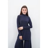 Sanem Tekstil Dik Yaka Sandy Tunik-Füme - 2XL