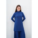 Sanem Tekstil Dik Yaka Sandy Tunik-Indigo