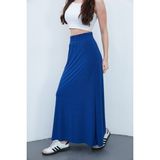 Sanem Tekstil Maxi Etek Sandy-Indigo - Mavi - 3XL