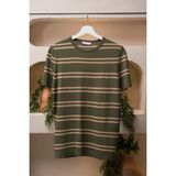 San&fa Bisiklet Yaka Çizgili Rayon Kumaş Slimfit T-Shirt - Yeşil
