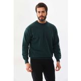 Sanfa Erkek Bisiklet Yaka Saf Yün Kazak, Yeşil, L