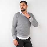 SAN&FA ERKEK V YAKA SLİMFİT TRİKO KAZAK GRİ M